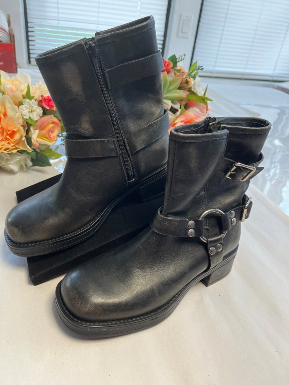 Steve Madden Brixton Harness Moto Boots Black Leather Upper Size 7 - Picture 2 of 15